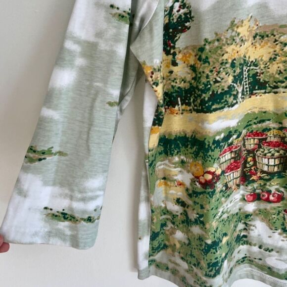 Y2k top Size XL Embellished Farmhosue Tee Grannycore Coastal Granny - Picture 4 of 13